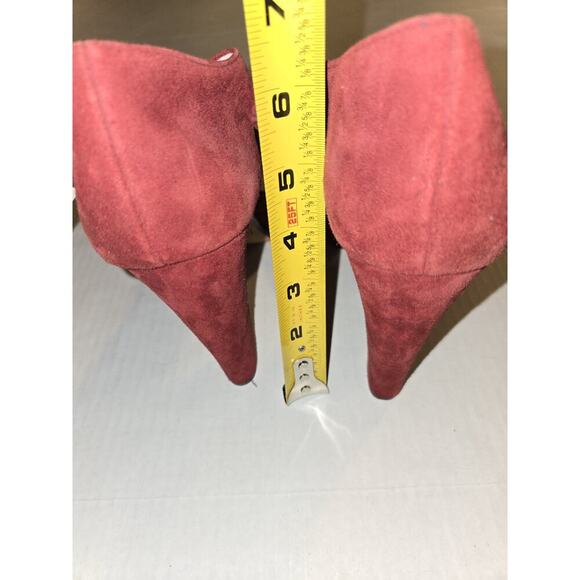 Womens Michael Kors Sierra Platform Heels Mary Jane Size 8 Suede Bordeaux/Red - Picture 8 of 11